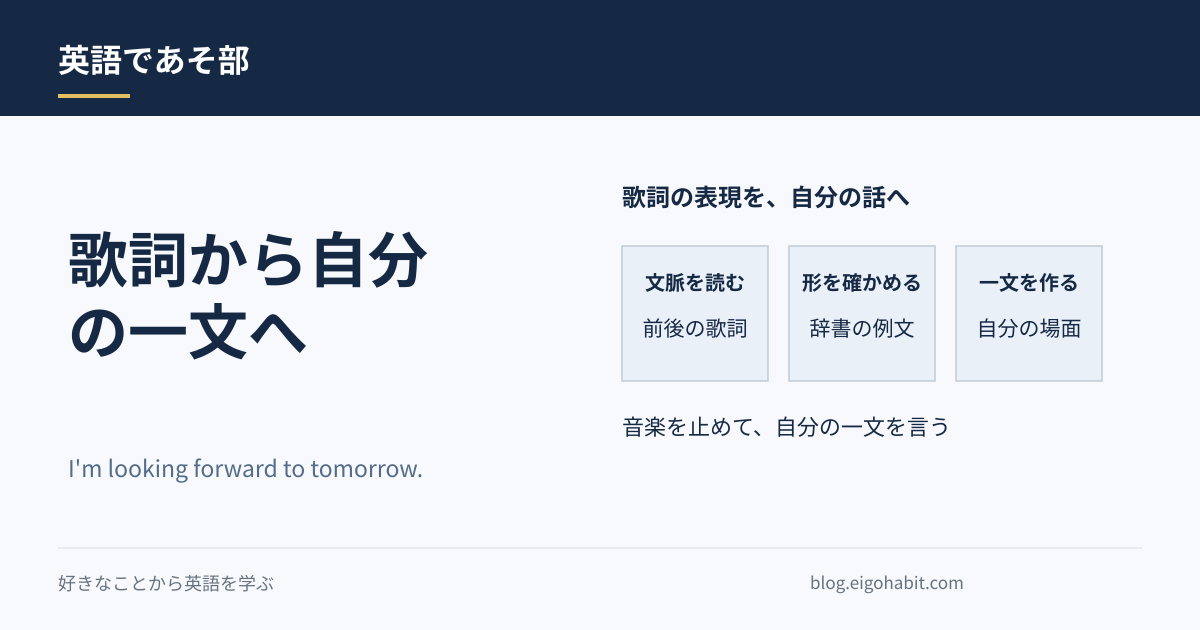 好きな曲から英語を一文｜歌詞の表現を自分の話に変えてみる
